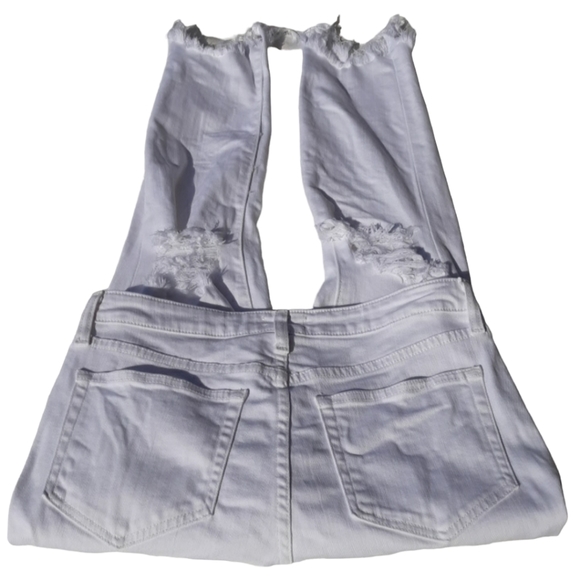 L'AGENCE Sz 28 High Line High Rise Skinny Blanc Destruct Distressed Hem Jeans - Picture 3 of 17